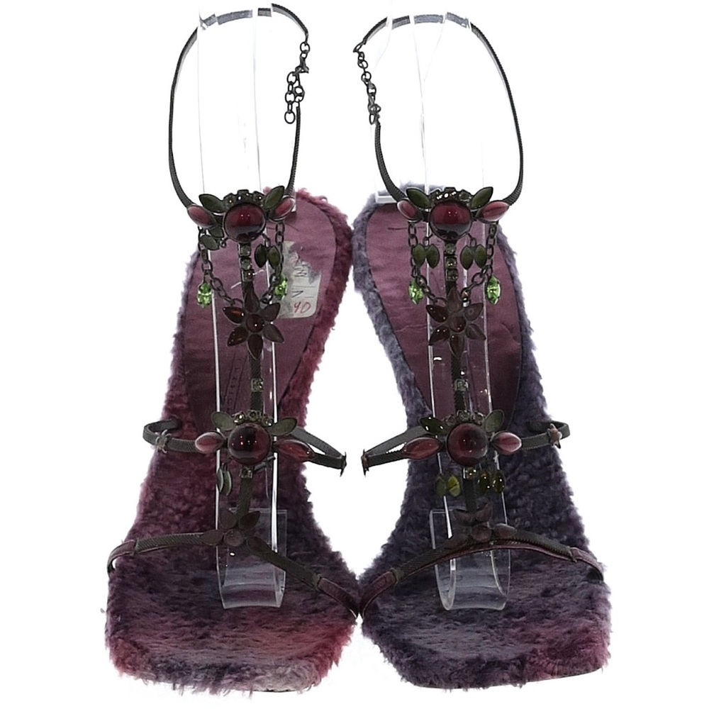 Giuseppe Zanotti fur animal print T-strap sandals 💟